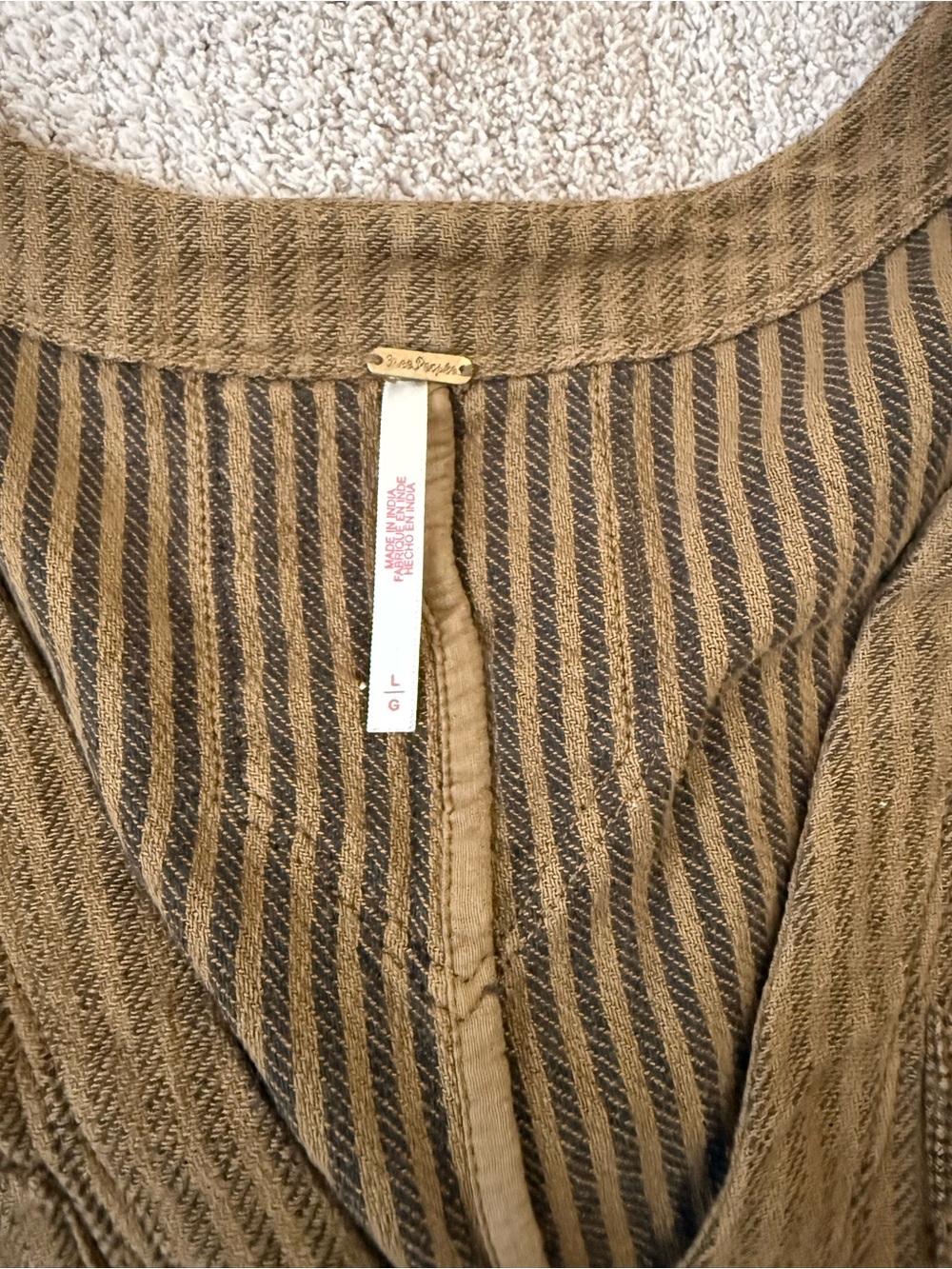 Free People Solstice Washed Shortall Romper Brown Viper L - Picture 8 of 9